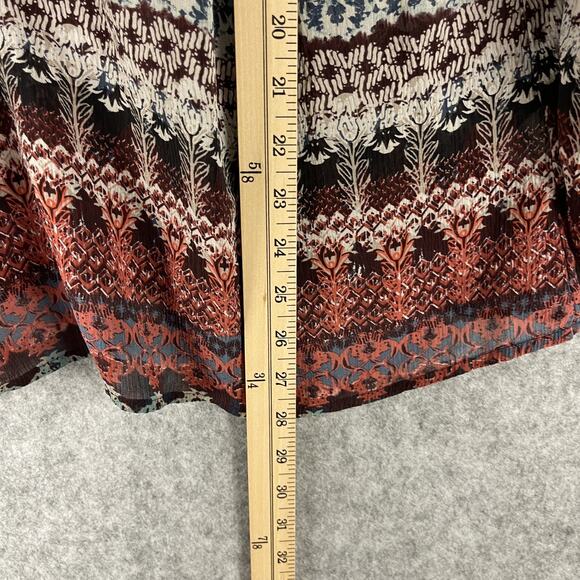 Garnet Hill 100% Silk Tunic Top Womans XL Floral Lightweight Boho Peasant Artsy - Picture 8 of 13